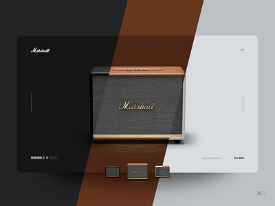 Marshall Woburn II Speakers app black bluetooth branding brown buy clean design emarket grey marshall minimal shop sound speakers ui ux web white woburn