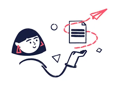 Sending file 2d affinity designer article character flat girl character illustration knowledge line linear publish send share vector