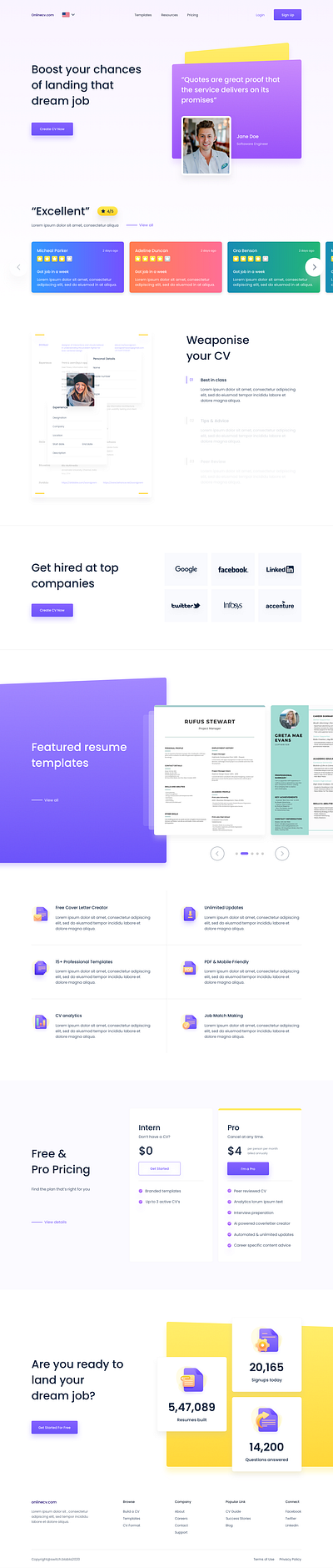 Online CV creator cv design design responsive simple ui ui ux ux website