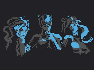 Catwoman, poison ivy and silver sable adobe illustrator art bikini catwoman dc dc comics design girls illustration marvel marvel comics negative negative space noise shadow poison ivy print silver sable superhero superwoman vector