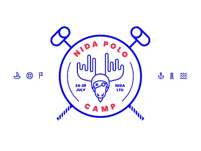 Nida Bike Polo Camp art direction badge badge logo bike bike polo branding camp identity logo logo design logotype moose sports sports logo stamp type vector vintage