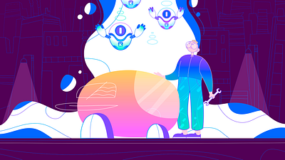 Korporatio 2d art art bitcoin blockchain branding cel animation designer digitalart drawing illustration motion art robots spaceship vector