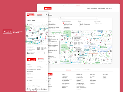 VELUX Find a Dealer App app business design product design ui ux web design