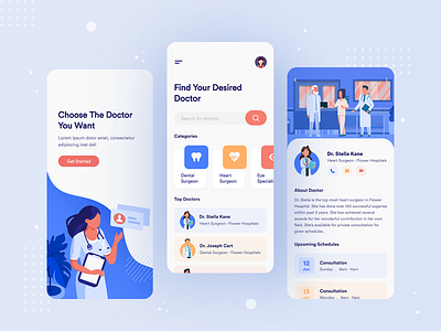 Doctor Consultation App 2020 trend app app design colors consultation dental dental care doctor doctor app doctor appointment health care illustration ios medical minimal design ui uidesign uiux user experience user interface