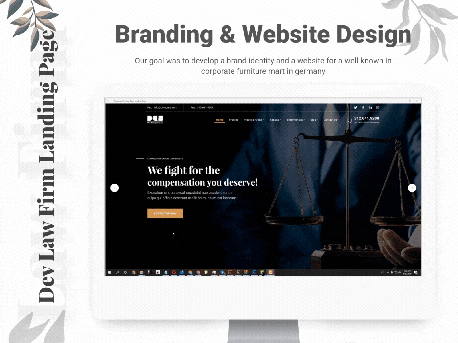 Dev Law Firm Landing Page Free Download adviser advocate branding business consultant design dev design devdesign studio finance free freebie freebies justice law law firm lawyer legal psd xd