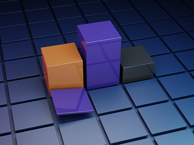 Blocks! ( Dark ) 3d b3d blender blocks cube floor game glass illustration illustrations isometric lighting model modeling poly reflection render square violet web