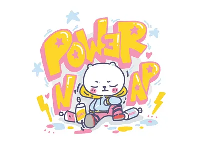 Power Nap bear cute cute animal cute art cute illustration digital art digital drawing digital illustration doodle doodle art illustration kawaii kawaii art kawaii illustration