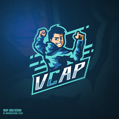 Vcap Mascot Logo Design art blue bold branding cool design design art esports gaming logo illustration logo mascot sports twitch typography ui ux vector youtube logo