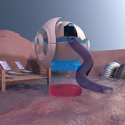 Some place in big world 3d c4d concept mars planet universe