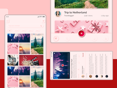 Vlog App adobe illustrator adobe xd adobexd app app ui design homepage minimalist neuromorphic design social media soft ui softui ui ux video app