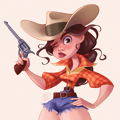 Cowgirl cartoon cg cgart character character design characters digitalart raster