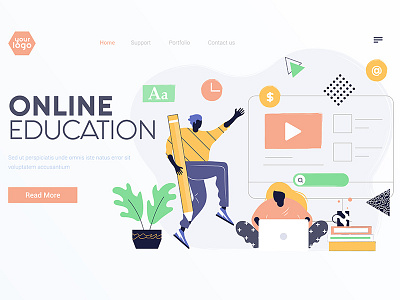 Flat Modern design Illustration of Online Education creative design development education illustration landing learning man page ui woman