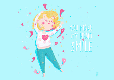 You make my heart smile character cute digital illustration digitalart illustration illustrator ipadpro procreate procreate art