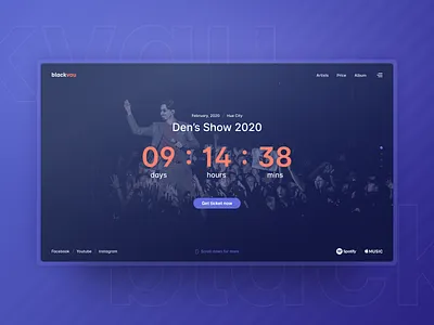 Weekly UI Challenge #3 - Music Event Countdown Timer concert countdown design event music number product design purple show timer ui ui design ui ux uiux user interface vietnam violet web web design website