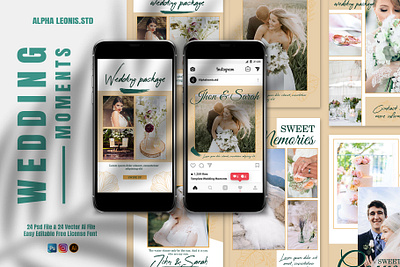 Wedding Moments Stories & Post branding cover art cover design design graphic design instagram post instagram stories instagram template layout design poster collection