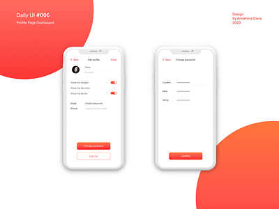 Daily UI - #007 - Profile Page Settings clean dailyui design interface minimalistic mobile modern social network uiux webdesign