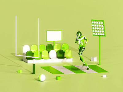 American football 3d 3d animation 3d modeling 3dsmax blender c4d game illustration interface isometric landing page lowpoly motion gif video render sport stadium texture uiux web web design