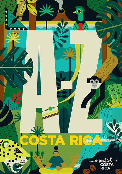 Costa Rica digital editorial folioart illustration landscape nature owen davey travel wildlife