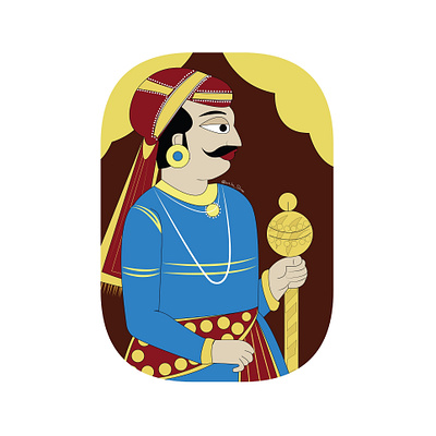 Rajput and Jamini roy style illustration animation branding character clean color design fashion folk illustration illustrator indian king raja rajput traditional vector