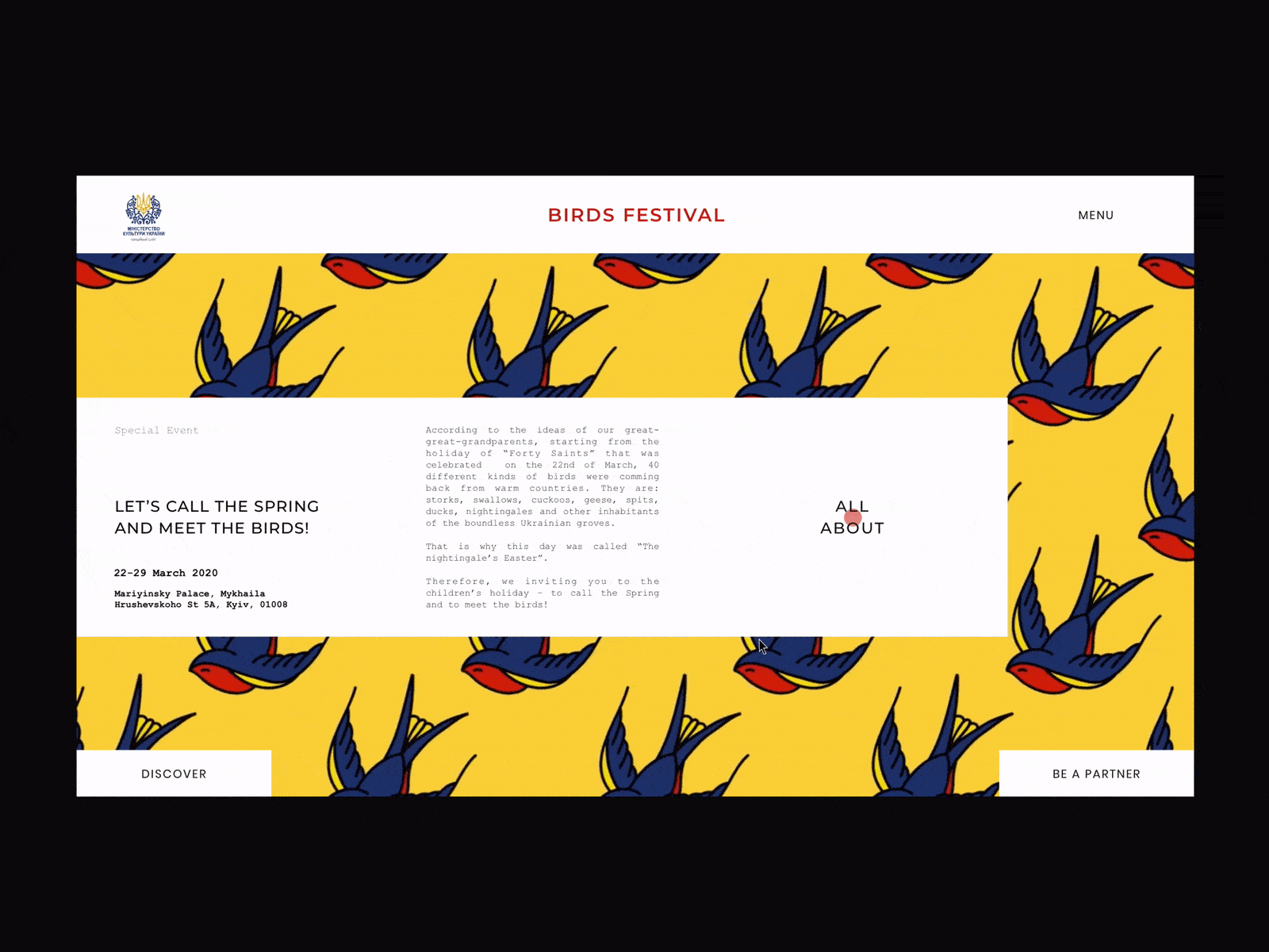 Spring Festival Homepage animated gif animation art birds design desktop effect festival gif homepage illustration interaction madness motion principle spring springtime ui ui ux website