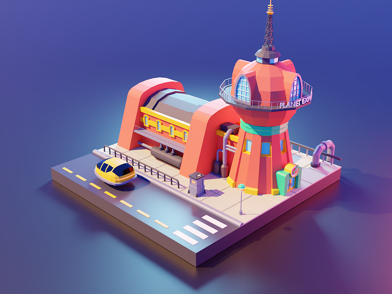 Futurama 3d blender diorama fanart futurama illustration isometric low poly lowpoly lowpolyart render