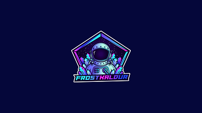 Illustrated Astronaut Logo astronaut blue esport esports galaxy gaming gradient illustration illustrator logo logodesign mascot mascotlogo pink purple space