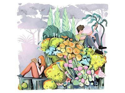 Nature boy characters editorial editorial illustration flowers girl illustration nature painting plants summer