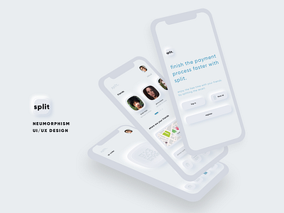 split. neumorphism ui ux payment app android android app animation app application creative design ios log in map monogram neumorphism qr skeumorphic trend ui ui design uiux ux ux design