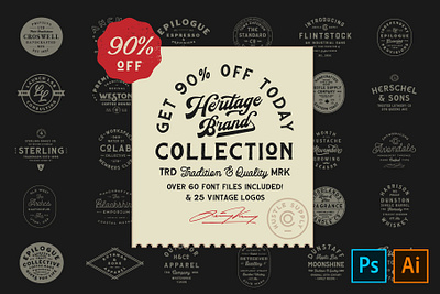 The Heritage Brand Collection design download fonts font fonts graphic design hand drawn hand lettering handmade handwritten logo logo fonts logo templates logos typeface typefaces typography vintage vintage fonts vintage lettering vintage logos