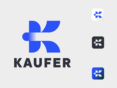 Kaufer (K Monogram) blue branding design icon letter logo logomark logotype modern logo monochrome monogram monogram design startup logo typography