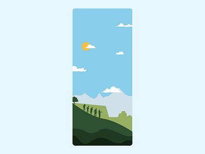 On the hills afternoon clouds cloudy design dribbble flat flat design frame hills hillside illustration landscape minimal nepal people sun vector