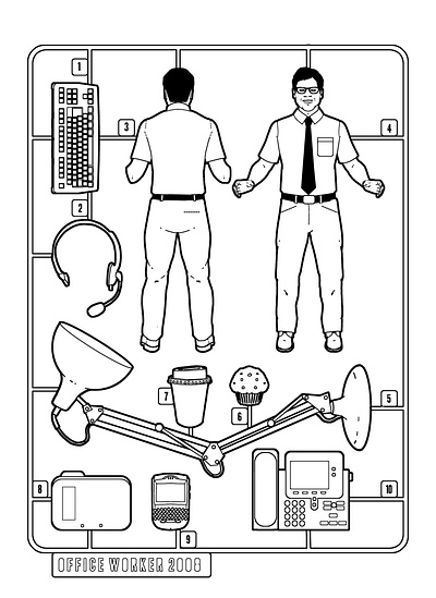 Airfix business character digital folioart humour illustration line man son of alan