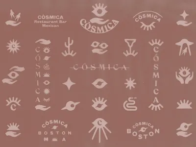 cosmica identity system boston branding cosmic cosmica eye icon illuminati logo mark marks mex mexican secret society symbol taco tacos