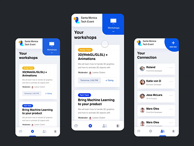 App design for Tech Event app app design clean creative design event modern ui ui animation ux workshop