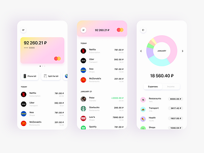 Banking App accounting android app banking budget expenses finance finance app fintech income ios mobile money payment pie chart pink transaction ui ux wallet
