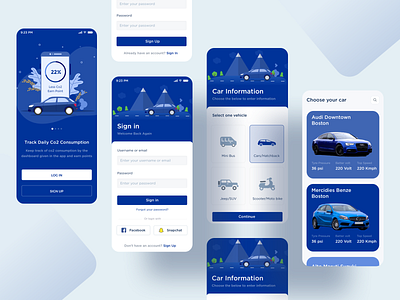 Co2 Consumption branding car co2 environment illustration login minimal mobiledesign onboarding signup ui ux