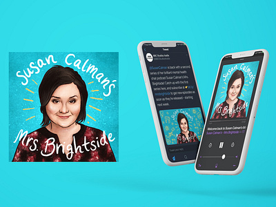 Susan Calman's Mrs Brightside podcast cover artwork bbc cover art digital art illustration podcast artwork susan calman