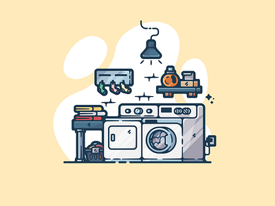 Laundry Room adobe art cartoon clean color creative designer dribbble flat graphic graphic design illustration illustrator laundry laundry room modern portfolio shot simple