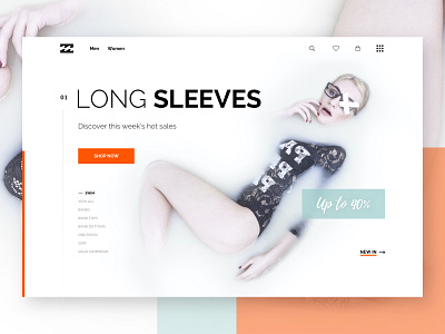 Billabong homepage branding color design dribbble flat girl illustration ui web design white