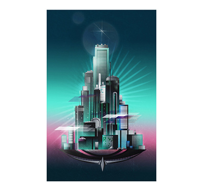 City Star art design illustration synthwave vector