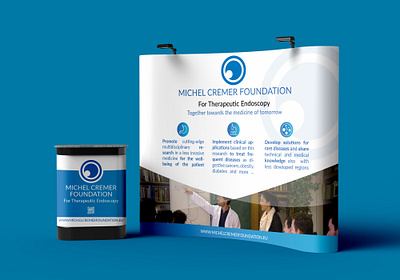 Stand - Michel Cremer Foundation blue creative design discover display endoscopy graphic print promotion stand therapeutic