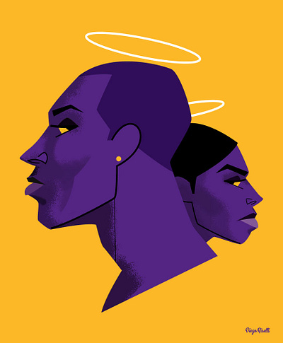 Kobe and Gigi diego riselli fan art kobe and gigi kobe and gigi kobe bryant lakers mamba out rest in peace tribute vector