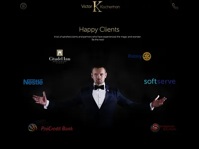 Screen Shot 2020 01 Victor Magic - Clients27 at 5 30 54 PM design interpreters interpreters website landing magic magician website