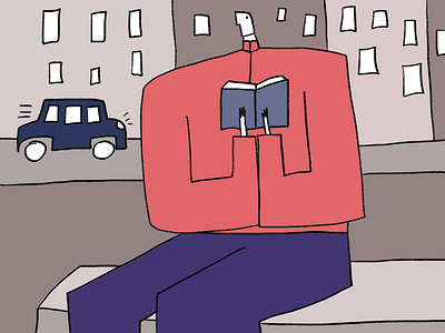 Man reading in the city city illustration man reading