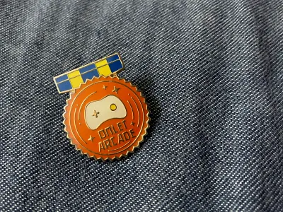 Metal Pin badge branding design logo omletarcade pin