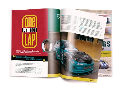 OnePerfectLap Dribbble art direction article automobile car cvetan illustraion illustration layout lock up magazine photoshop racing red retouching sportscar subaru type typogaphy typography