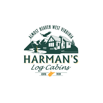 Harmans Log Cabins cabin cabins design heaven log cabin logo logodesign west virginia