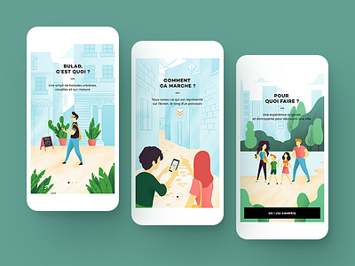 Illustrations for a tutorial app culture design illustration mobile procreate tour tourism tourist tutorial ui walk