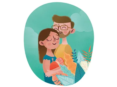 Welcome to the family - birth announcement baby baby boy birth announcement born brush brushes bébé family grain grain texture illustration pastel