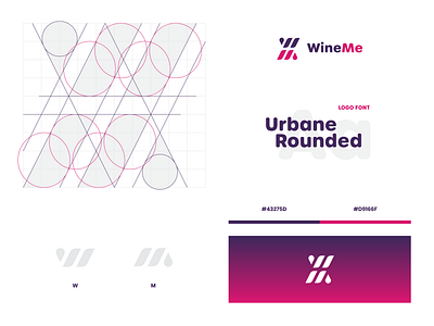 Wine Me app brand design brand identity branding concept digital grid identity branding identity design logo logo design m monogram platform visual design visual identity w wine wine logo wm